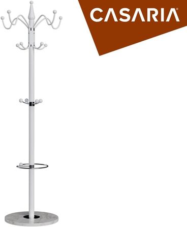 Casaria® Clothes Rack Marble Base Metal 14 Hooks 360° Swivel Stable 37x37x175 cm Entryway Office Coat Rack Clothes Rail Jacket Stand (White, Curved)