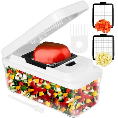 Набір для нарізки овочів 2-в-1: спіралі, кубики, слайси. Нарізник для овочів, фруктів, зелені. Змінні леза для моркви, картоплі, огірка.