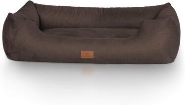Knuffelwuff Dog Bed Dreamline from Velour XXL 120 x 85cm Brown - Removable Cover - Easy to Clean - for Large, Medium and Small Dogs