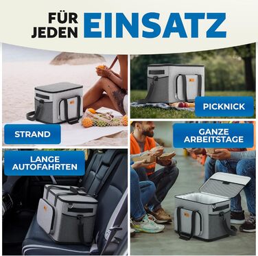 BigDean Термосумка-холодильник велика, 30 літрів, з 6 акумуляторами льоду. Ізольована, складна, витокозахисна та водонепроникна. Підходить для пікніків, обідів та покупок. До 5 годин охолодження.