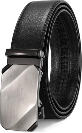 Чоловічий шкіряний ремінь SUOSDEY з автоматичною пряжкою, 35 мм, регульований без дірок, 115/130 см (чорний)