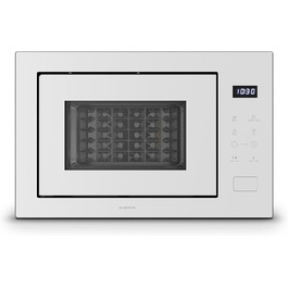 Вбудована мікрохвильова піч Klarstein Velaire 60 см з грилем – 25L, 850W, 8 програм, сенсорне управління, нержавіюча сталь, таймер, білий колір
