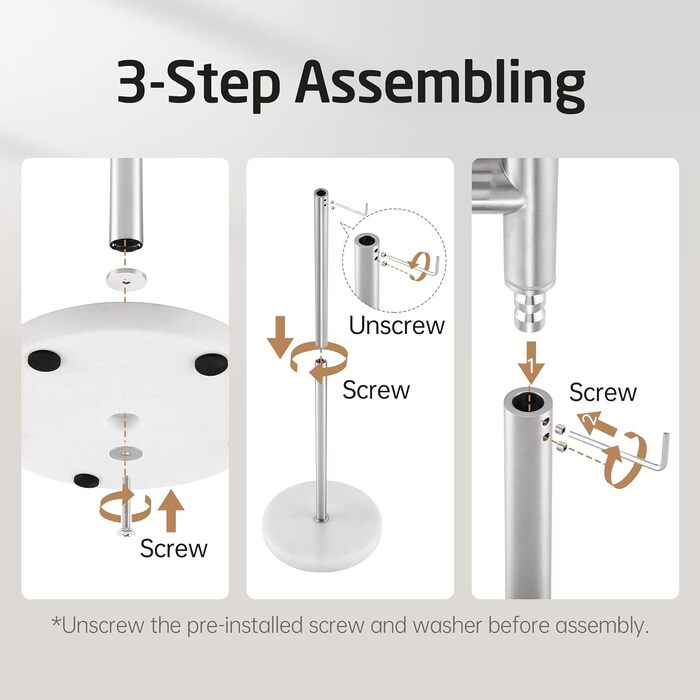 Підставка для рушників KES Gold, настільна, з нержавіючої сталі 18/8, з мармуровою основою, BTH219-BZ, щітканий золотий, 3-х рівнева