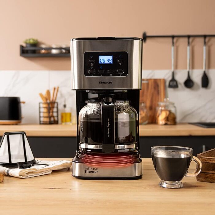 Кавомашина Cecotec Coffee 66 Smart Plus: програмована, 980W, 12 чашок, ExtemAroma, AutoClean, нержавіюча сталь, LCD, 1,5л, 2 фільтри