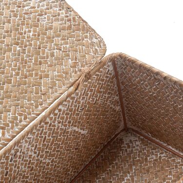 Кошик для зберігання з морської трави з кришкою, 30×18×15 см, натуральний ротанг, білий, середній розмір