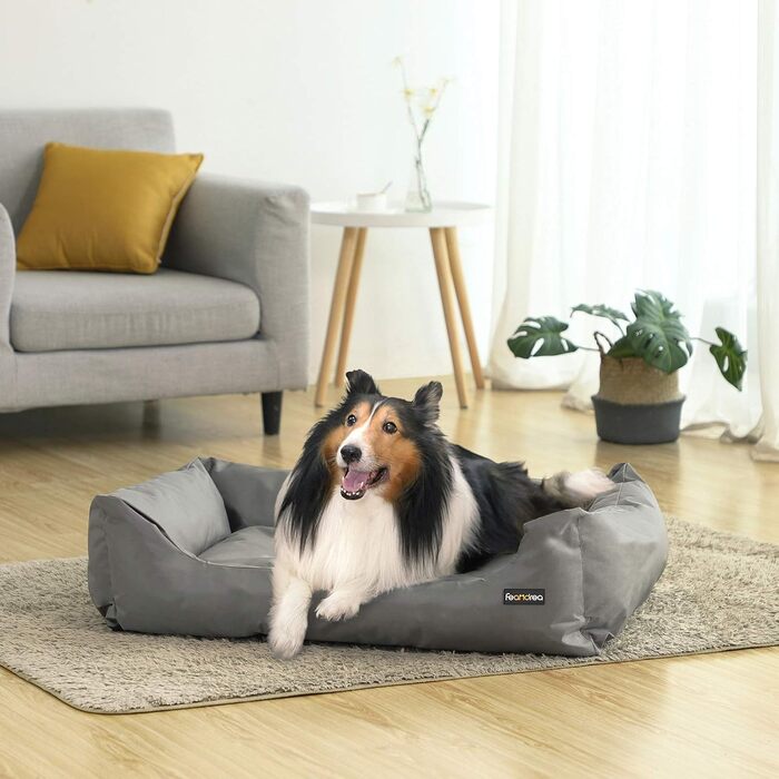 Feandrea Luxus Dog Bed, XL, Dog Cushion, made of Oxford fabric, with a non-slip bottom, 100 x 70 cm PGW28H (L 100 x W 70 x H 28 cm, Grey)