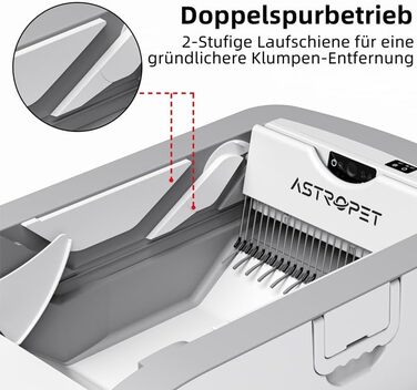 AstroPet Автоматичний самоочисний лоток для котів XXL з інфрачервовим датчиком, сенсорне управління, великий об'єм для кількох котів (сірий)