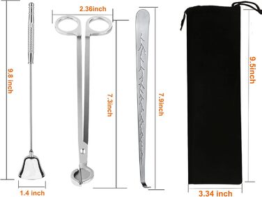STATABSTA 4-in-1 Candle Accessory Set, Candle Snuffer, Wick Trimmer, Trimmer, and Wick Scoop, Candle Care Set for Gifts, Candle Lovers (Silver)