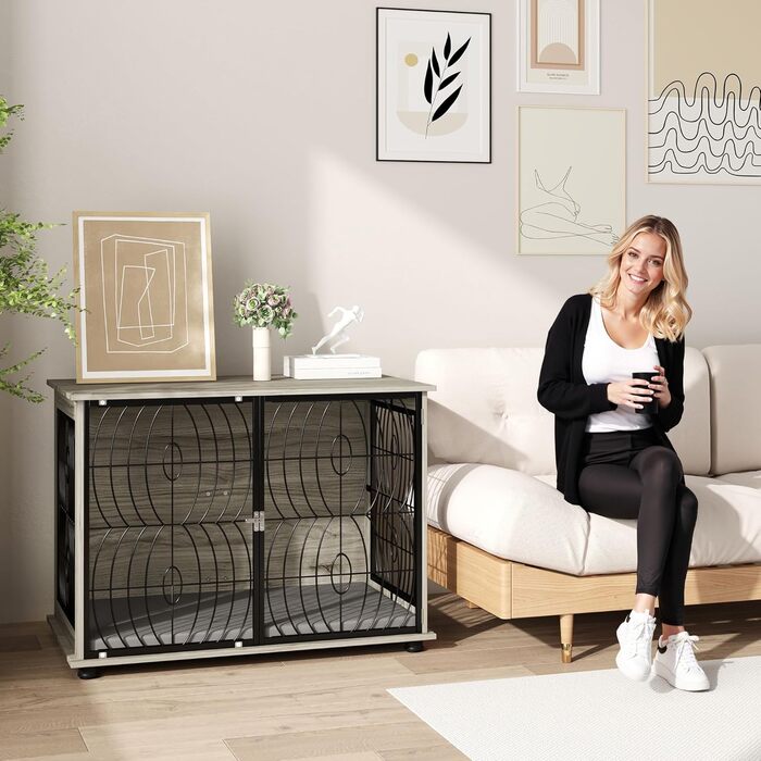 Клітка для собак PawHut - велика, 100x60x73.5 см, сіра, з подушкою, для дому