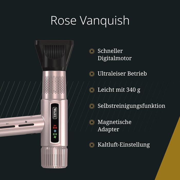 Професійний фен Wahl Vanquish Rose Gold з магнітними насадками та дифузором