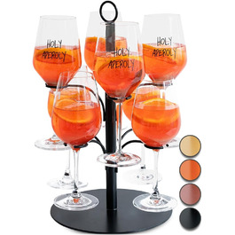 Стійка для коктейлів SpritzUpYourLife на 8 келихів - для Aperol, Sarti Rosa - вечірня декор, подарунок (чорний)