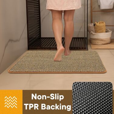 Привратний килимок Mibao 40 x 60 см, вологопоглинаючий та протиковзкий килим для вхідних дверей, для взуття та лап тварин, темно-коричневий