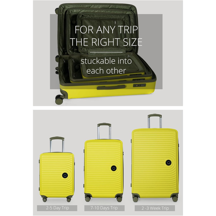 Чемодан Hauptstadtkoffer Mitte - великий, жорсткий, з TSA, 4 колеса, 77см, 130л, розширення об'єму, набір (S+M+L)