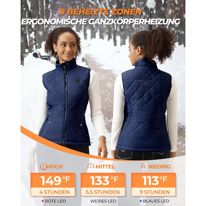 Жіночі грілки Heizwete 16000mAh 7,4V - 9 зон нагріву, 3 режими температури, для активного відпочинку (Синій, M)