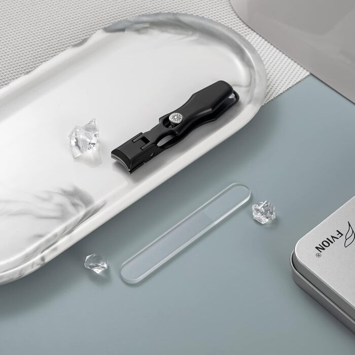 Кусачки для нігтів з лотком для обрізків, великі 8.6 см, для товстих нігтів, нержавіюча сталь, з пилкою для нігтів (чорні)