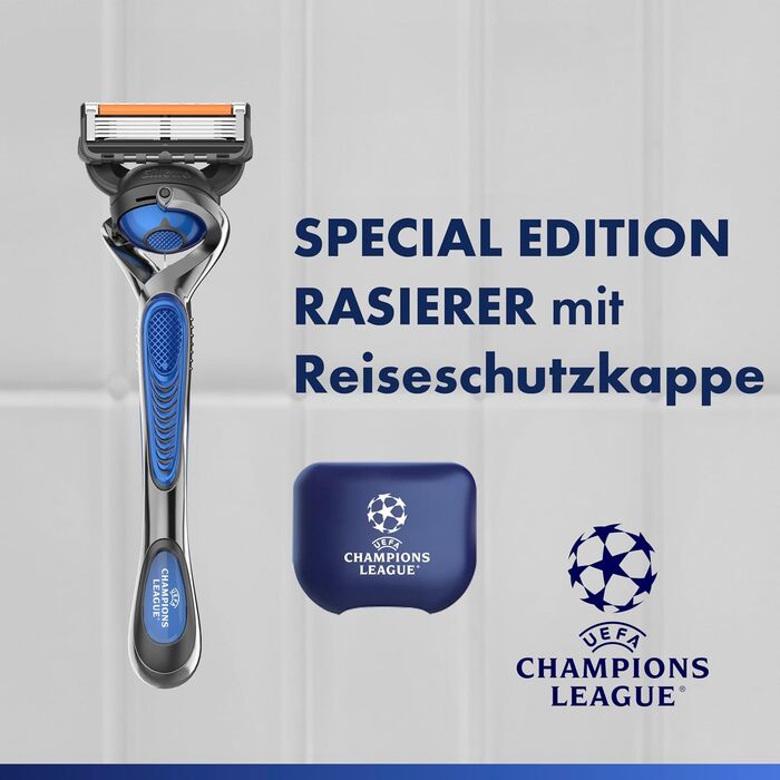 Бритва Gillette Fusion 5 ProGlide для чоловіків, металева, синьо-чорна (бритва + 3 змінні касети + захисний ковпачок)