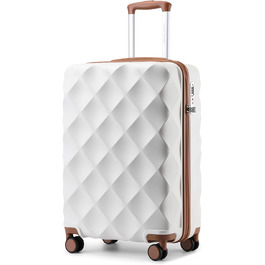 Чемодан British Traveller Hartschalenkoffer Groß, 74.5 x 49 x 30.5 см, з ABS + PC, TSA-замок, 4 колеса, для подорожей та бізнесу (Крем, M)