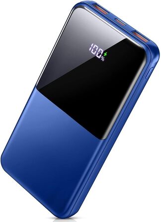 Портативний зарядний Power Bank 10000mAh, 22.5W, PD USB-C, для iPhone, Samsung та інших. Чорний/Синій