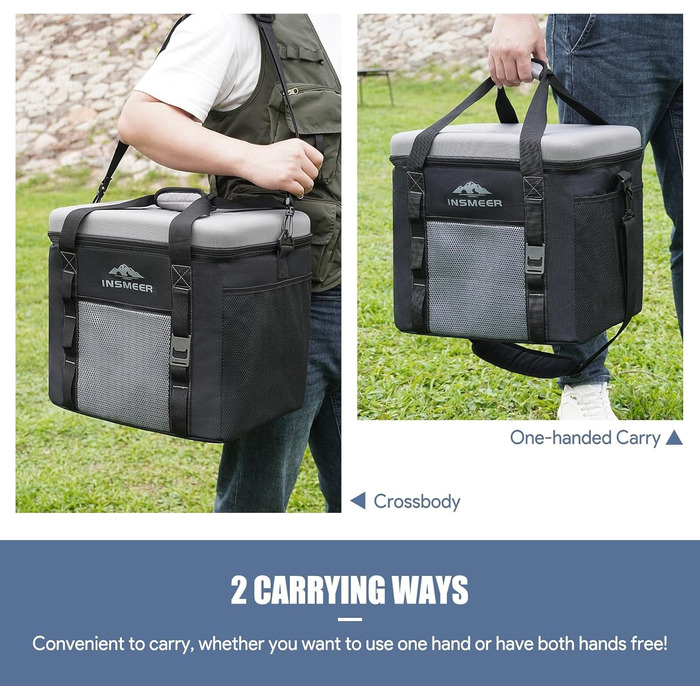 Термосумка INSMEER 40L сіра для кемпінгу, пікніка, пляжу - 60 банок