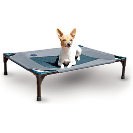 K&H Pet Products Elevated Outdoor Dog Bed, Breathable, Cooling, Elevated Cot Bed, Hammock for Large Dogs, Washable Mesh Cover, Elevated Metal Frame, Foldable, (L 81 x W 64 x H 18 cm)