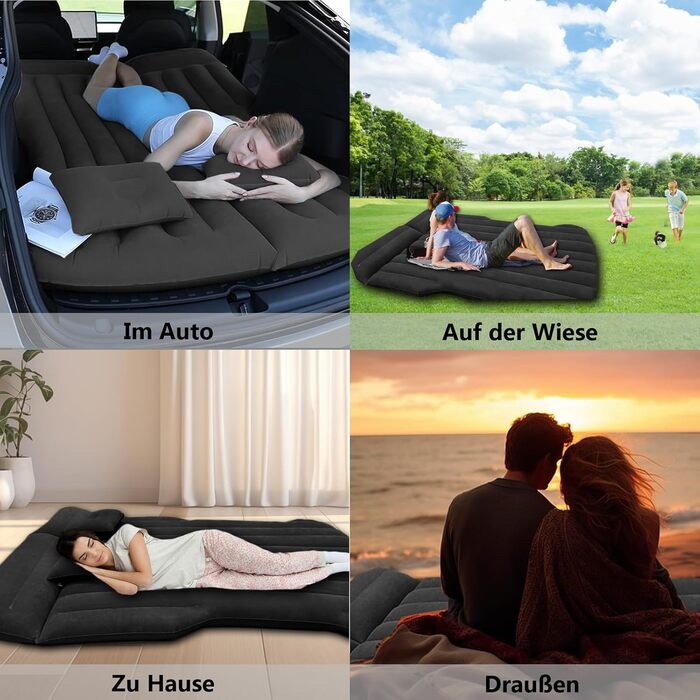 Надувний матрац для авто, SUV, багажник, для кемпінгу та подорожей, чорний