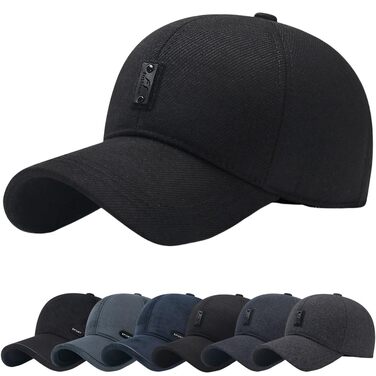 Чоловіча зимова кепка basecap з відкидними навушниками, унісекс, бейсболка з клапанами, повсякденний спортивний стиль, шапка-кепка (чорна)