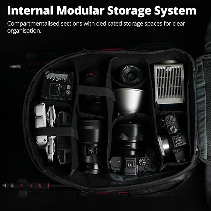 Чорний фоторюкзак AMBITFUL 25L+3L для DSLR/SLR/Mirrorless камер з відділенням для ноутбука та трипода (водонепроникний, ергономічний)