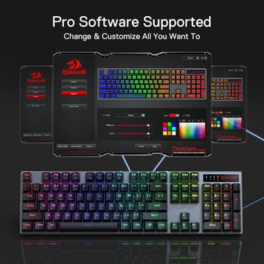 Redragon K660 RGB-ігрова клавіатура: 87 клавіш, TKL, механічна, з провідним підключенням, алюмінієва база, тихі червоні перемикачі