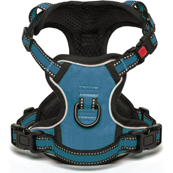 Нашийник для собак BaoCheng Anti Pull: дихаюча сітка, 3 пряжки, безпека, полегшення кашлю, світловідбиваючий (темно-зелений, S)