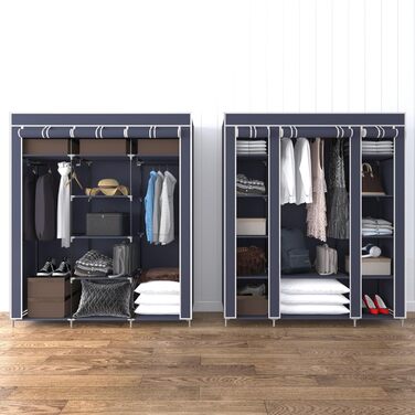 Wardrobe, Fabric Closet for Bedroom, Fabric Wardrobe, Large Storage Space, Sturdy Wardrobe, for Bedroom, Dressing Room, 150x45x175cm, Grey