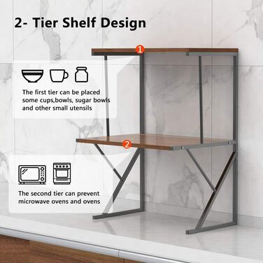 Кухонна полиця для мікрохвильовки та тостера, 3 яруси, дуб. Організатор для кухні, економія місця