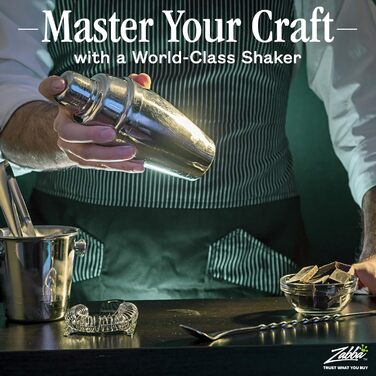 Cocktail Shaker Set - Premium Bar Kit with Free Measuring Jigger - Cocktail Recipes - 0.7L Stainless Steel Cocktail Shaker - Martini Shaker, Mixer with Strainer