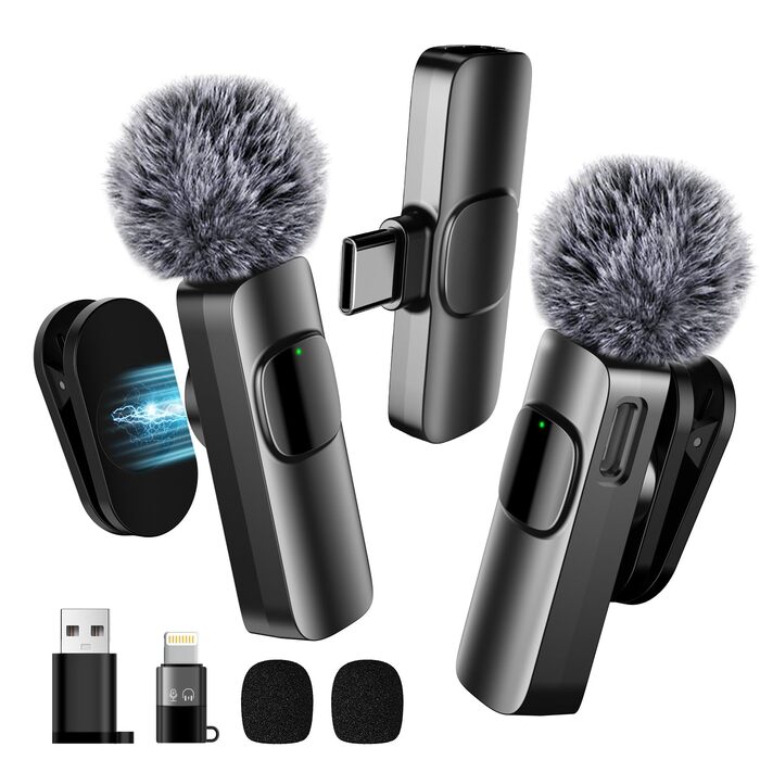 Бездротовий петличний мікрофон з 4 режимами запису для Android, iPhone, PC – Mini-мікрофон для відео, TikTok, YouTube, Live-трансляцій та інтерв'ю (K1)