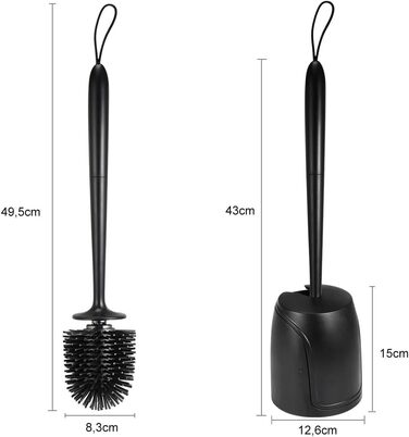 Набір для туалету: щітка з тримачем, силіконова щітка для унітазу, довга ручка, швидке висихання, настінний/підлоговий монтаж (білий та чорний)