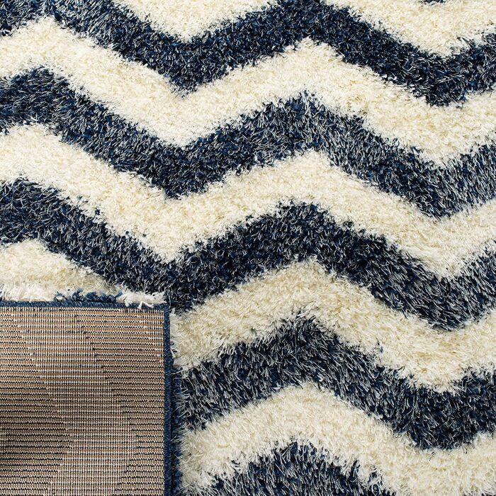 SAFAVIEH Килим Zottelig для вітальні, їдальні, спальні - колекція Montreal Shag, високий ворс, слонова кістка та сірий, 122 x 183 см (160 x 229 см, прямокутний), слонова кістка / блакитний