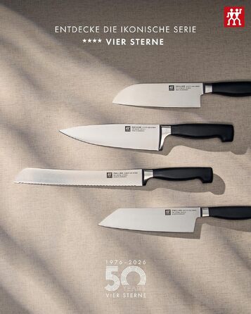 Кухонний ніж Zwilling Vier Sterne 20 см, нержавіюча сталь, Made in Germany