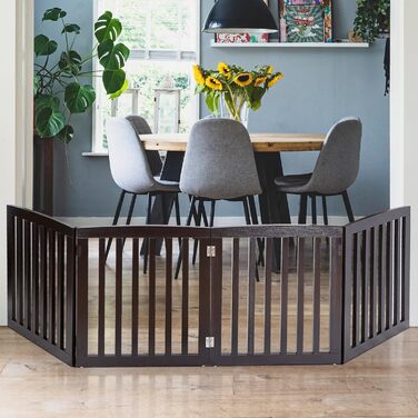 Зручна дерев'яна перегородка для собак, розкладний захисний забір, 4 панелі, для дому та вулиці