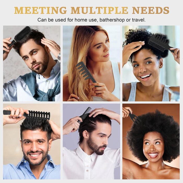 Набір для чоловічого стайлінгу DUAUIU: гребінець для волосся, щітка, текстурування, розчісування, укладання. Чорний колір.