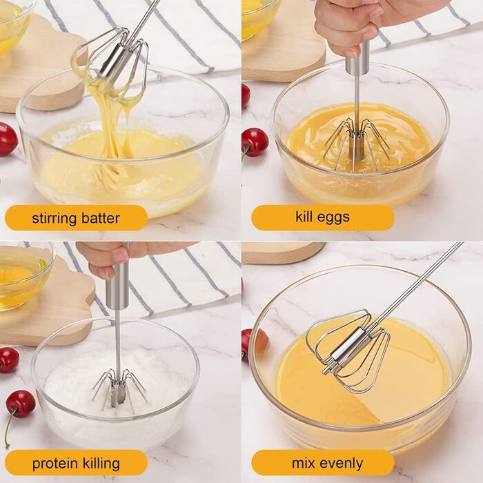 Набір міксерів для збивання яєць, 2 шт. з нержавіючої сталі