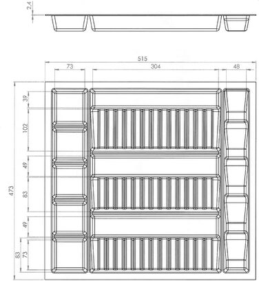 Органайзер Orga-Box I для спецій, вставка 515x473x40 мм, лавовий сірий, для Tandembox Antaro/Intivo та ModernBox, вставка для шухляди в 60 см шафу