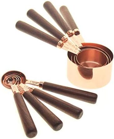 Dog measuring cups, set with, stainless steel, copper-coated, metal, measuring spoons, cooking set, kitchen accessories