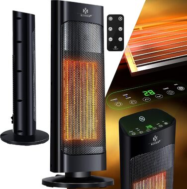 Обігрівач KESSER® 2000W з пультом керування, керамічний, тихий, з осциляцією, таймером, чорний