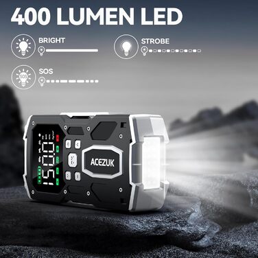 Powerbank Starthilfe 8000A для автомобіля з LED-ліхтариком та великим екраном (8000A, чорний)