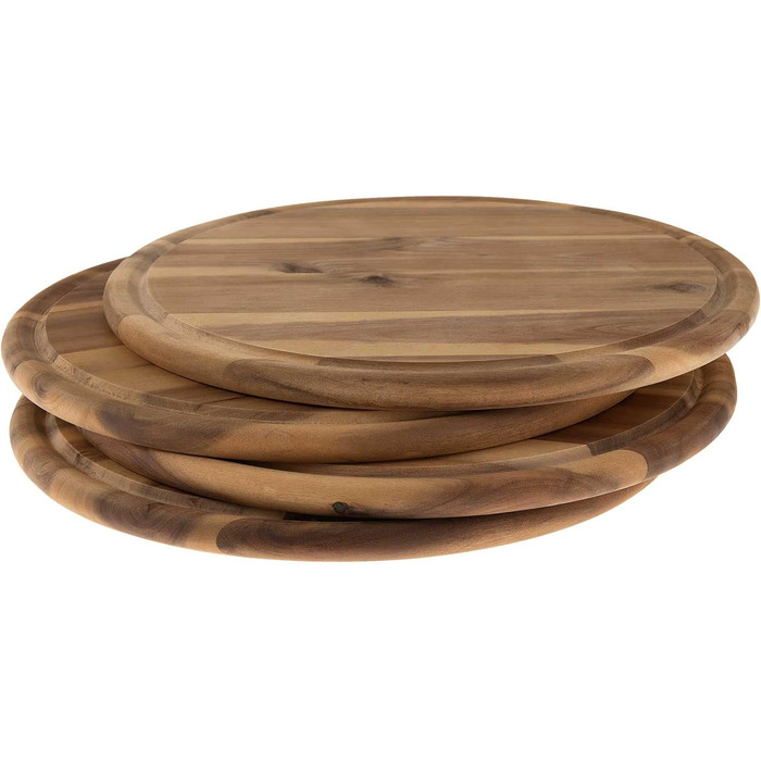 Fleischteller Akazie 4 x Wooden Plates Snack Plates Bread Plates Cutting Boards Ø 30 cm