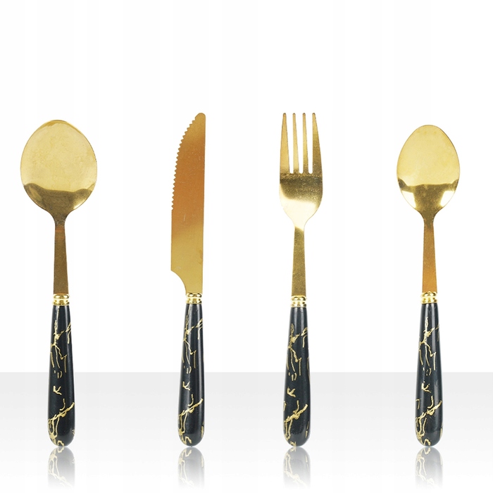 Набір столових приборів 24 предмети, нержавіюча сталь, ручки під мармур, подарунковий набір