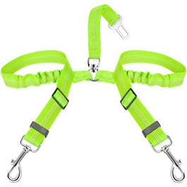 Ремінь безпеки для собак SlowTon у машину, 2 в 1, еластичний, регульований, світловідбиваючий, для подорожей та прогулянок, 2 шт. Limone