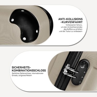 Набір валіз Beibye Hartschalen: M, L, XL (4 колеса) - темно-зелений, шампань