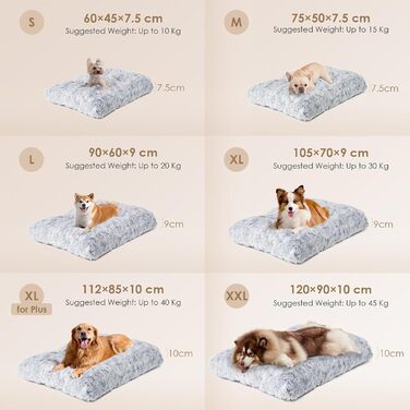 М'яке ліжко для собак EHEYCIGA, 60x45 см, сіре, з довгим плюшем, неслизьке, для маленьких собак