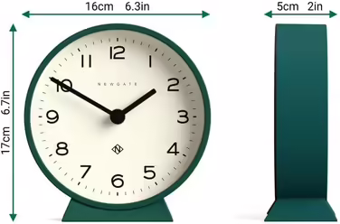 NEWGATE® M Silent Mantel Clock - 'No Ticking' - A Modern Mantel Clock - Small Clock - Mantel Clocks - Minimalist Dial - (Eden Green)