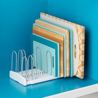 YouCopia StoreMore Expandable Pan Lid Organizer Rack, Adjustable for Pot Lids and Pans, 31.8 in - 55.9 in Wide, White